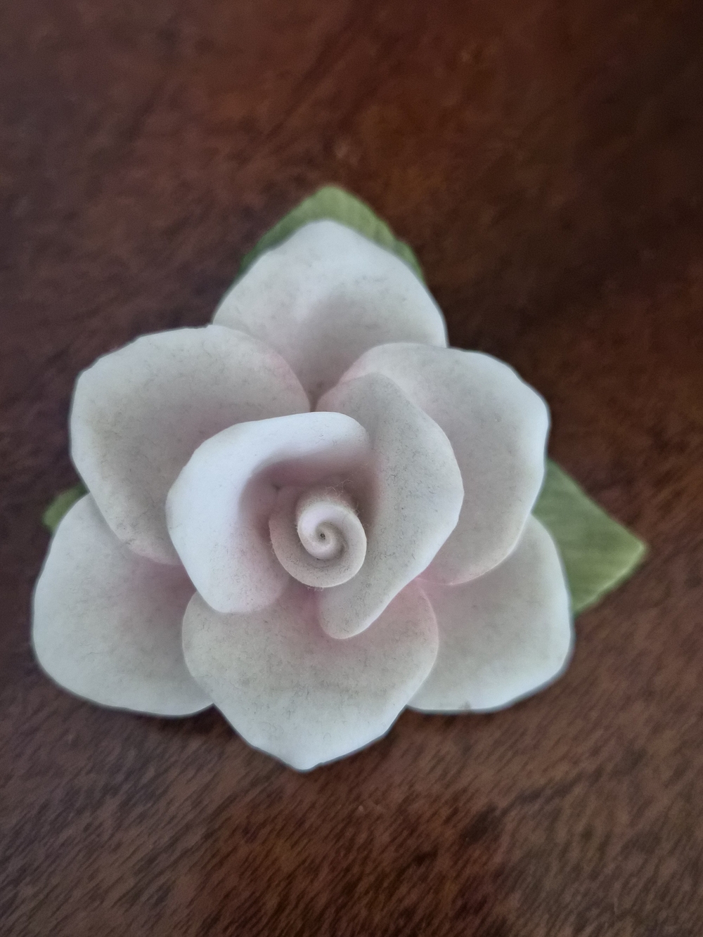 Lenox Porcelain Rose Figurine in Soft Pink and Green
